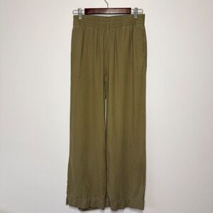 Old Navy Womens Small Olive Green Linen Blend Wide Leg Comfort Waistband Pants